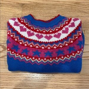 Mini Boden Knit Sweater in Red, Blue, and Pink